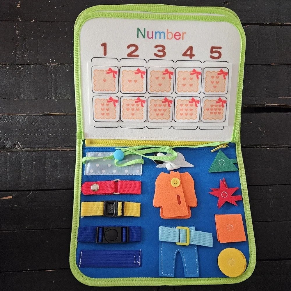 NEW Blue Green Colorful Dinosaur Quiet Book Boys Toy Interactive Travel Church